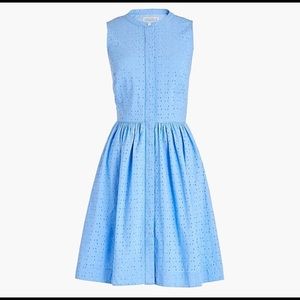 J. CREW FACTORY Light Blue Eyelet Shirt Dress NWT